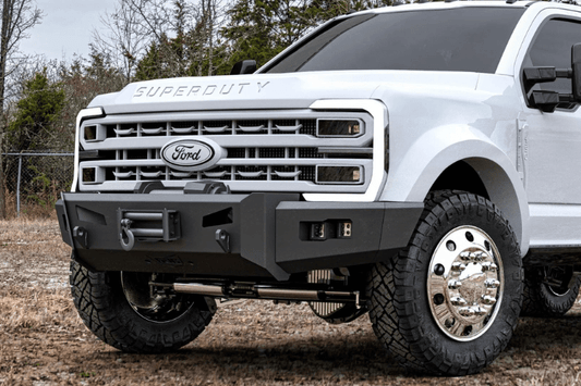 Flog Industries FIFS-F2555-2327F-ac-s 2023-2027 Ford F250/F350 Superduty Frontier Series Front Winch Bumper Base with Adaptive Cruise and Sensors
