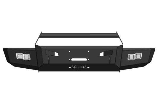 Flog Industries FIFS-F2555-2327F-BB-ac-s 2023-2027 Ford F450/F550 Superduty Frontier Series Front Winch Bumper Bull Bar with Adaptive Cruise and Sensors