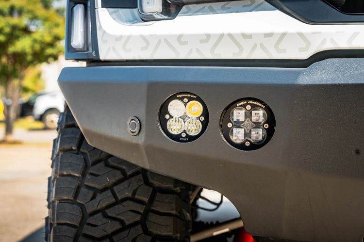 Road Armor Stealth steel front bumper 6221F0B-RD for 2021-2026 Ford Raptor durable steel front bumper round holes black