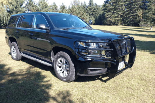 Frontier grille guard 200-21-5003 installed on Chevy Tahoe 2015-2020 – guarding grille, headlights, hood