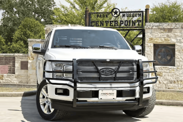 Frontier grille guard 200-51-5006 for 2015–2020 Ford F-150, heavy-duty steel design providing rugged front-end protection.
