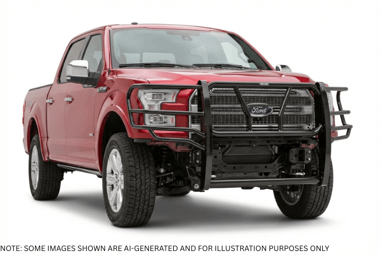 Frontier grille guard 200-51-5006 for 2015–2020 Ford F-150, heavy-duty steel design providing rugged front-end protection.