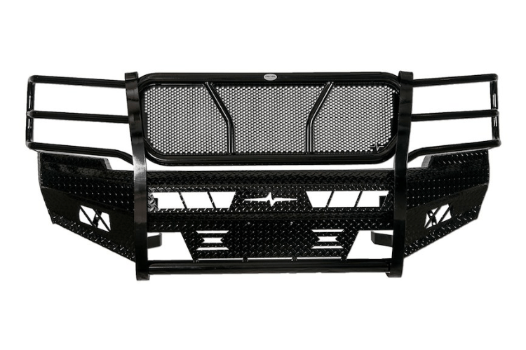 Frontier grille guard with heavy-duty front bumper 300-21-1005 for 2011–2014 Chevy Silverado 2500/3500 – full replacement bumper by Frontier Truck Gear