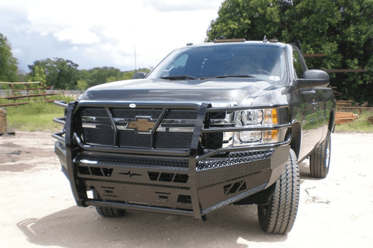 Frontier grille guard with heavy-duty front bumper 300-21-1005 for 2011–2014 Chevy Silverado 2500/3500 – full replacement bumper by Frontier Truck Gear