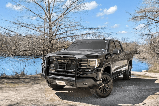 Frontier 300-32-2008 replacement bumper for GMC Sierra 1500 (2022-2025) – durable front bumper guard with Frontier grille guard and camera compatibility