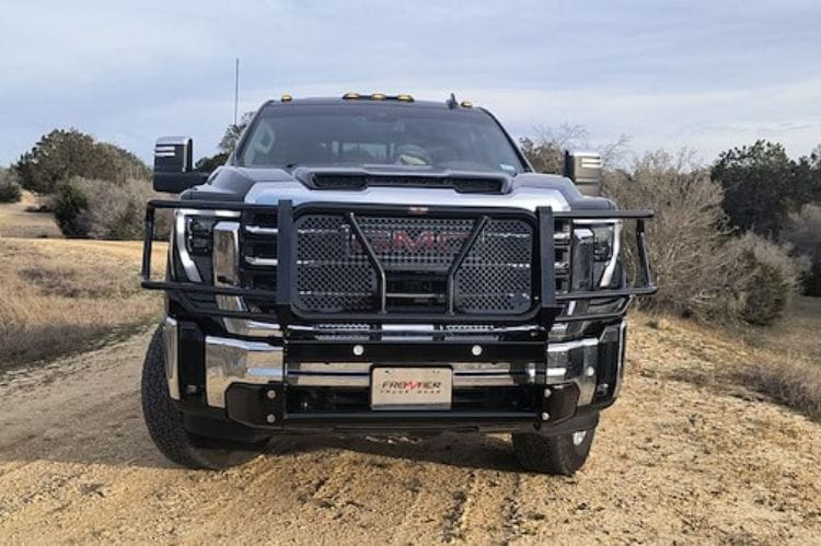 Frontier Truck Gear black grille guard 200-32-4007 for 2020-2026 GMC Sierra 2500HD/3500HD durable Frontier truck brush guard