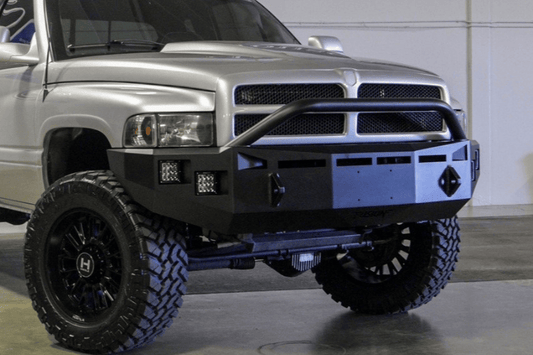 Fusion custom front bumper FB9402RAMFB for 1994–2002 Dodge Ram 2500/3500, delivering rugged protection and custom truck styling.