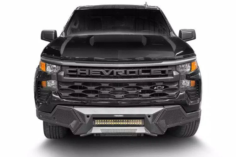Go Rhino Element Front Bumper 34186T for 2023-2026 Chevy Silverado 1500, with fixed light bar mount and rugged truck protection