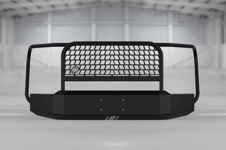 Heavy-duty Hammerhead TVI front bumper with full brush guard for Chevy Silverado 2500/3500 2024-2025.