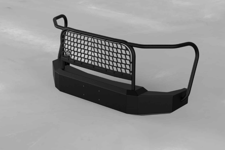 Heavy-duty Hammerhead TVI front bumper with full brush guard for Chevy Silverado 2500/3500 2024-2025.