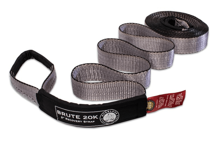 Heavy-duty recovery strap with 'Brute 20K' label.