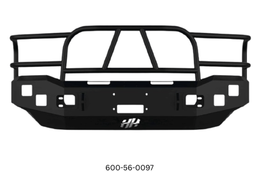 2004 Ford F250 Super Duty Heavy Hauler Kit featuring Hammerhead 600-56-0097 front bumper, Hammerhead 600-56-0476 rear bumper, UWS TBS-72-LP-MB truck toolbox, and Curt 15410 trailer hitch — designed for maximum hauling performance and durability