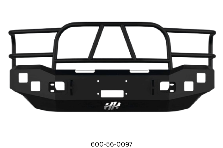 2004 Ford F250 Super Duty Heavy Hauler Kit featuring Hammerhead 600-56-0097 front bumper, Hammerhead 600-56-0476 rear bumper, UWS TBS-72-LP-MB truck toolbox, and Curt 15410 trailer hitch — designed for maximum hauling performance and durability
