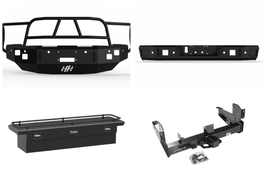 Heavy-duty 2018 Dodge Ram 2500 with Hammerhead bumper, UWS toolbox, and Draw-Tite hitch from the Heavy Hauler Kit