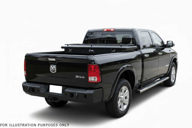 Heavy-duty 2018 Dodge Ram 2500 with Hammerhead bumper, UWS toolbox, and Draw-Tite hitch from the Heavy Hauler Kit