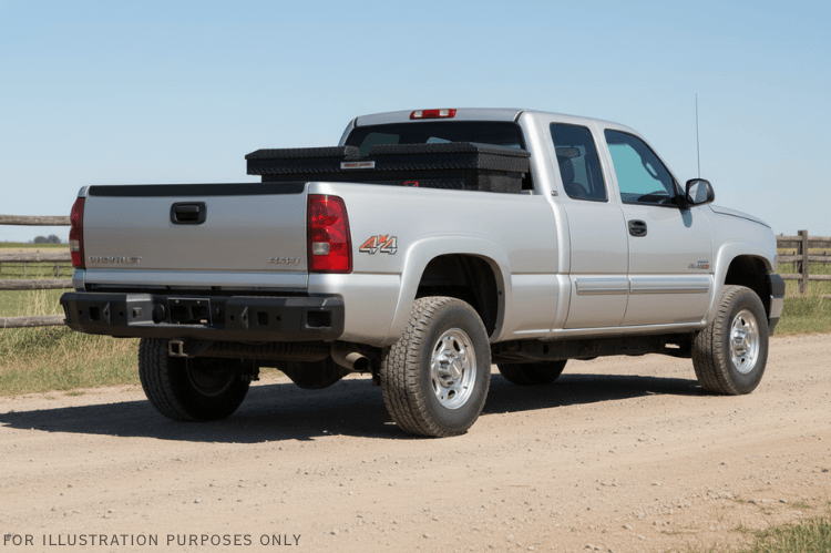 Heavy Hauler Kit for 2007 Chevy Silverado 2500 featuring Hammerhead steel bumper, Weather Guard toolbox, and Curt hitch for heavy-duty performance