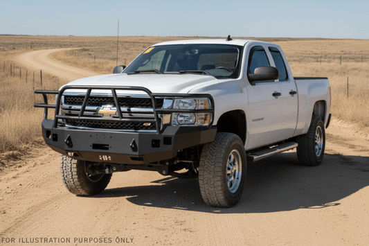 Low Profile Steel Front Bumper For 2007-2010 Chevy Silverado 2500 3500 – Black Powder Coat