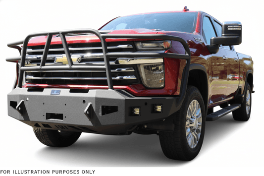 2023 Silverado 2500HD equipped with Hammerhead bumper, UWS toolbox, and Curt hitch — complete Heavy Hauler setup for towing and durability