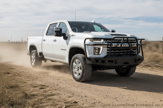 2023 Silverado 2500HD equipped with Hammerhead bumper, UWS toolbox, and Curt hitch — complete Heavy Hauler setup for towing and durability