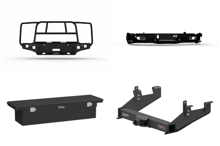 2025 Silverado 2500HD Heavy Hauler setup with Hammerhead front bumper, Roar Armor rear protection, UWS toolbox, and Curt hitch for towing