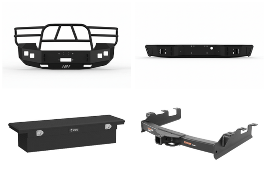 Complete 2007 GMC Sierra 2500HD Heavy Hauler Kit including Hammerhead bumper, UWS toolbox, and Curt hitch for strength and reliability