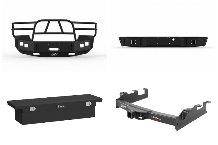 Complete 2007 GMC Sierra 2500HD Heavy Hauler Kit including Hammerhead bumper, UWS toolbox, and Curt hitch for strength and reliability