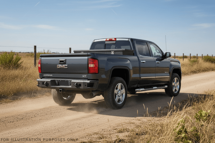 Rugged 2019 GMC Sierra 2500HD Heavy Hauler Kit designed for jobsite power – Hammerhead bumper, UWS toolbox, and Curt hitch