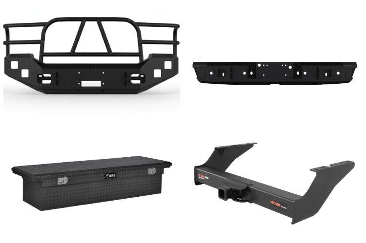 Fully equipped 2007 Ford F250 Superduty Heavy Hauler Kit featuring Hammerhead bumpers, UWS toolbox, and Curt hitch — built for work and adventure