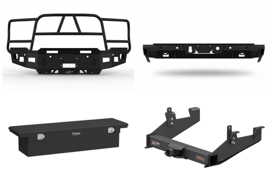 Durable 2023 GMC Sierra 2500HD setup with Heavy Hauler Kit for hauling and towing – Hammerhead bumper, UWS toolbox, Curt hitch