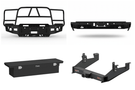 Durable 2023 GMC Sierra 2500HD setup with Heavy Hauler Kit for hauling and towing – Hammerhead bumper, UWS toolbox, Curt hitch