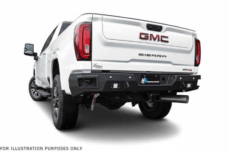 Durable 2023 GMC Sierra 2500HD setup with Heavy Hauler Kit for hauling and towing – Hammerhead bumper, UWS toolbox, Curt hitch