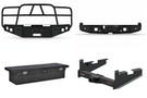 2022 Ford F250 Superduty Heavy Hauler Kit featuring Hammerhead front and rear bumpers, UWS crossover toolbox, and Curt trailer hitch — built for heavy-duty hauling, towing, and truck bed storage