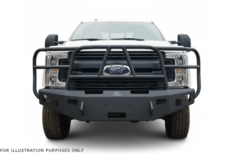 2022 Ford F250 Superduty Heavy Hauler Kit featuring Hammerhead front and rear bumpers, UWS crossover toolbox, and Curt trailer hitch — built for heavy-duty hauling, towing, and truck bed storage
