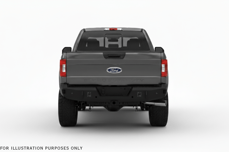 2023 Ford F250 Superduty Heavy Hauler Kit featuring Hammerhead front and rear bumpers, UWS crossover toolbox, and Curt trailer hitch — engineered for maximum towing power, protection, and utility