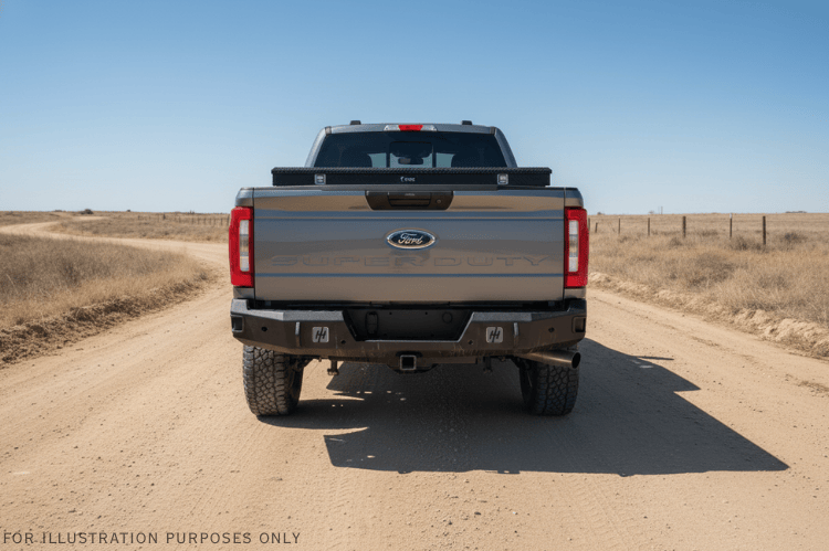2024 Ford F250 Super Duty Heavy Hauler Kit with Hammerhead bumpers, UWS crossover toolbox, and Curt hitch for rugged performance