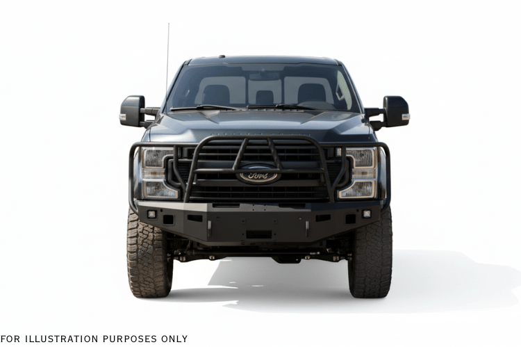 2025 Ford F250 Superduty Heavy Hauler Kit featuring Hammerhead front and rear bumpers, UWS crossover toolbox, and Curt trailer hitch — designed for powerful towing, secure storage, and rugged truck performance