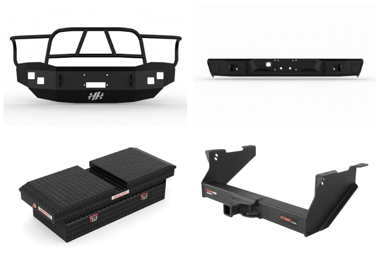 2009 Dodge Ram 2500 Heavy Hauler Kit featuring a rugged Hammerhead front bumper, a durable Weather Guard toolbox, and a heavy-duty Curt trailer hitch—engineered for reliable towing, secure storage, and all-around work performance