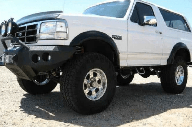 Iron Bull Front Bumper #1 for 1992–1996 Ford Bronco, showcasing a rugged and durable Ford Bronco front bumper replacement designed for strength and off-road protection