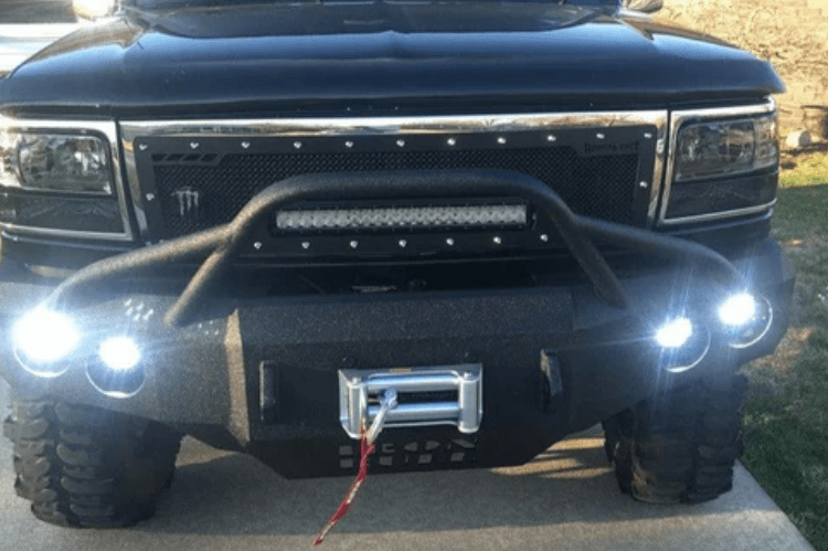 Iron Bull Front Bumper #1 for 1992–1996 Ford Bronco, showcasing a rugged and durable Ford Bronco front bumper replacement designed for strength and off-road protection