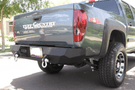 Iron Bull Chevy Colorado rear bumper replacement installed on a 2004-2014 Chevy Colorado, featuring a durable steel bumper for rugged protection