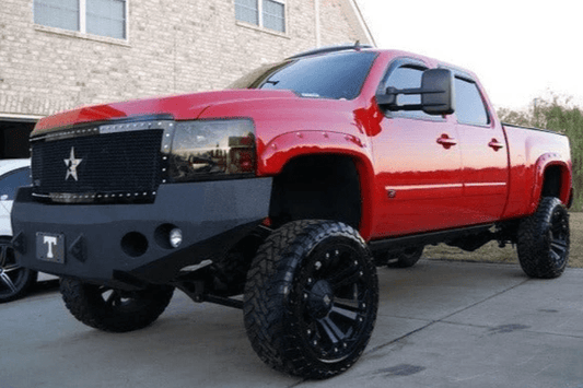 Iron Bull Heavy Duty Front Bumper #6 installed on a Chevy Silverado 2500/3500 2007-2010, showcasing a durable Chevy Silverado front bumper design