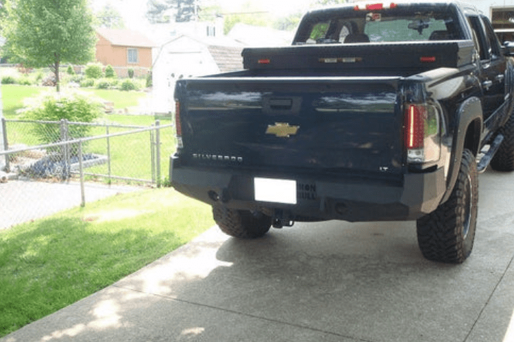 Iron Bull Rear Bumper #7 for Chevy Silverado 1500 2007-2013, heavy-duty aftermarket Chevy bumper designed for durability and a precise factory fit