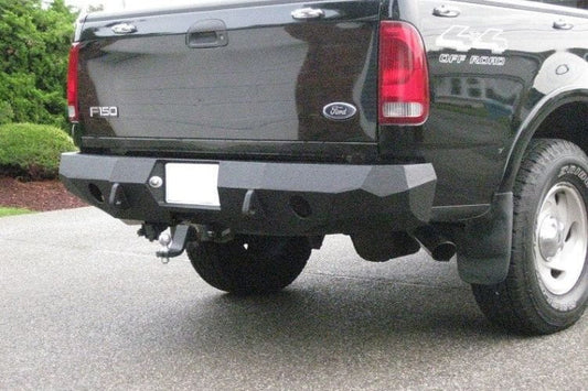 Aftermarket steel bumper #23 by Iron Bull offers maximum rear impact armor for a 1997-2003 Ford F150 off-road rig