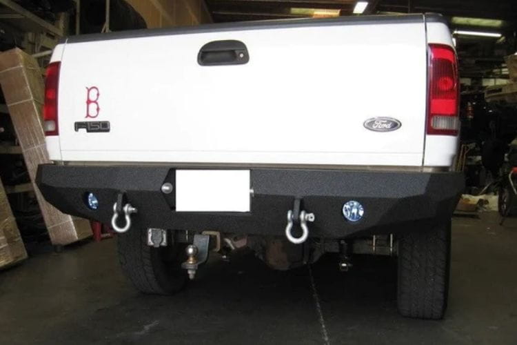 Aftermarket steel bumper #23 by Iron Bull offers maximum rear impact armor for a 1997-2003 Ford F150 off-road rig