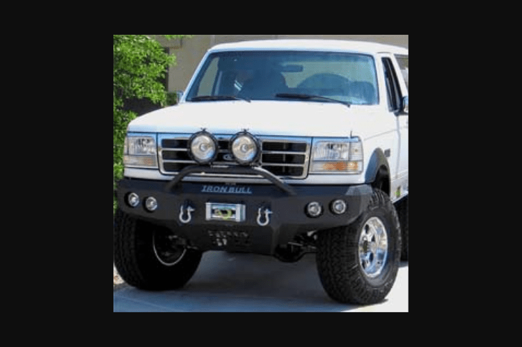 Iron Bull Bumpers grille guard light bar add-on for heavy-duty trucks, enhancing visibility and front-end protection