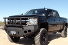 Iron Bull Heavy Duty Front Bumper installed on a Chevy Silverado 2500/3500 2007-2010, showcasing a durable Chevy Silverado front bumper design