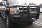 Iron Bull Heavy Duty Front Bumper installed on a Chevy Silverado 2500/3500 2007-2010, showcasing a durable Chevy Silverado front bumper design