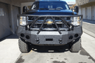 Iron Bull Heavy Duty Front Bumper installed on a Chevy Silverado 2500/3500 2007-2010, showcasing a durable Chevy Silverado front bumper design