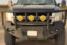Iron Bull Heavy Duty Front Bumper installed on a Chevy Silverado 2500/3500 2007-2010, showcasing a durable Chevy Silverado front bumper design