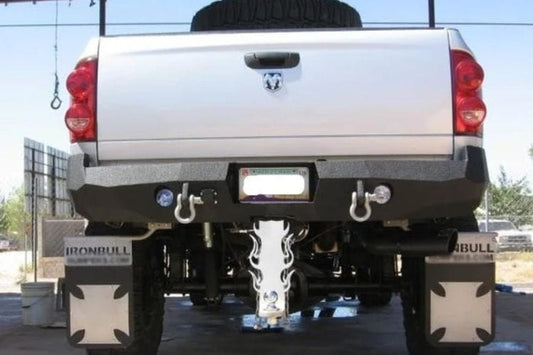 Iron Bull custom rear bumper #17 protects a 2003-2009 Dodge Ram 2500/3500 truck with custom-built steel strength